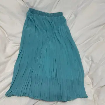새상품급 플리츠 롱 스커트 74cm 블루그린 맥시