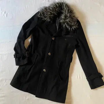 남성용 코트 롱 코트 블랙 퍼 포함 M 사이즈
