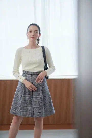 키타무라 글렌체크 큐롯 브라운 계열 36 사이즈