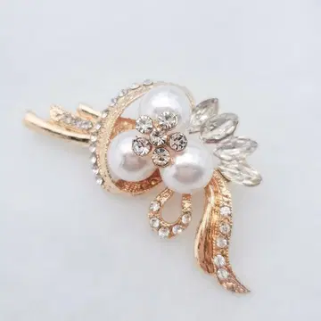 브로치 펄 코사지 리프B 골드 졸업식 입학식 결혼식