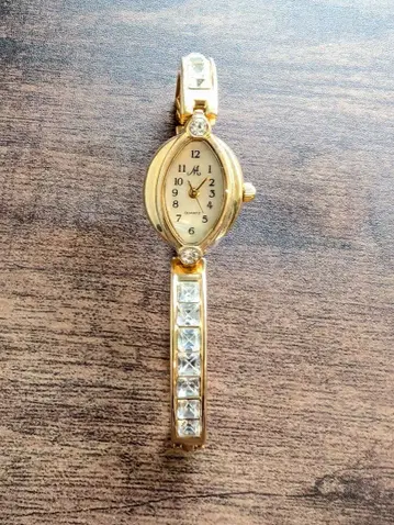 반짝이는 손목시계 큐빅 빈티지 여성용 쿼츠 골드