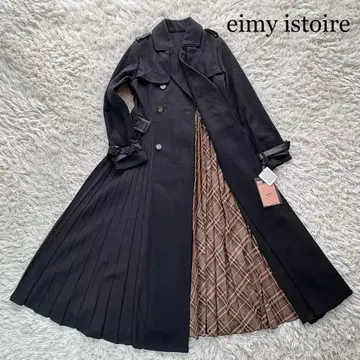 택 포함 새상품 eimy istoire 플리츠 절개 트렌치코트 블랙 M