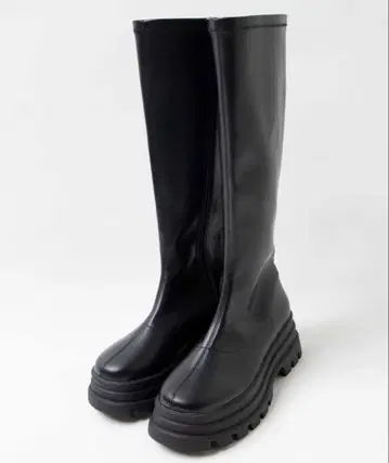 통굽 블랙 롱 부츠 WEGO
