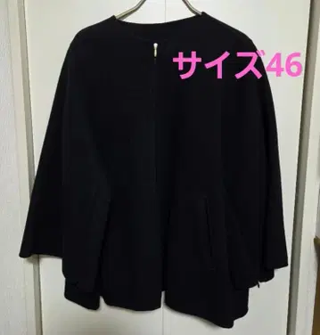 23구 L 울 리버 케이프 자켓 블랙