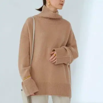 라운지 드레스 루즈핏 야크 MIX 니트 풀오버 하이넥