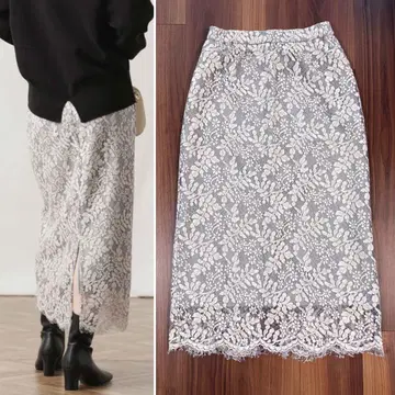 그레디 브릴리언트 레이스 타이트 스커트 그레이