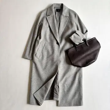 23구 울 캐시미어 비버 체스터 코트 그레이 롱 36