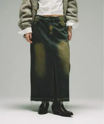 퇴색 데님 롱 스커트 NAUTICA