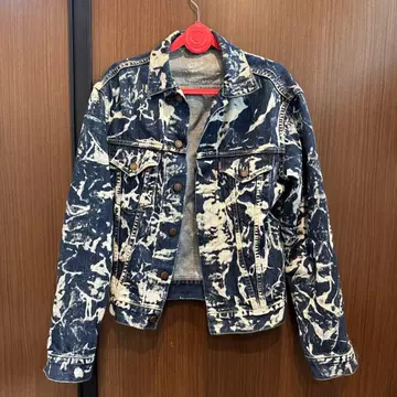 EVISU 에비수 데님 자켓 G 핸드 블리치 페인트