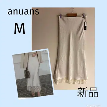 새상품 아뉴앙스 레이스 레이어드 새틴 내로우 스커트 에크루 M