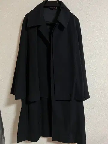 독신 귀족 울 판초 케이프 코트 블랙