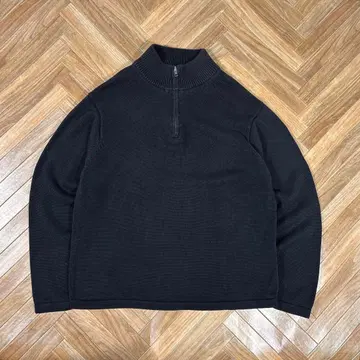 엘엘빈 하프 지퍼 스웨터 코튼 니트 블랙 무지