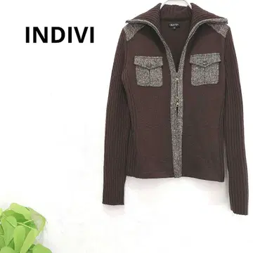 INDIVI 터틀넥 스웨터 가디건 절개 M 더블 지퍼