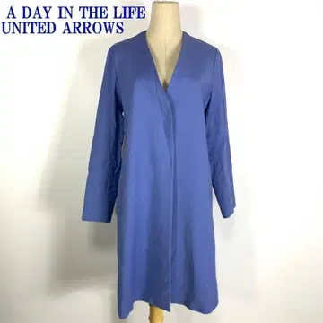 유나이티드 애로우즈 캐주얼 롱 코트 노카라 자켓 블루 C7705