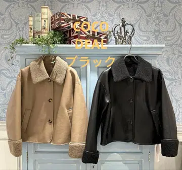 [택 포함 새상품] COCODEAL 페이크 무스탕 라이닝 자켓 블랙