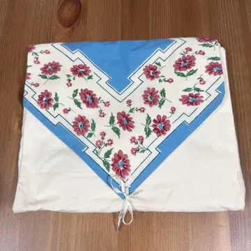 빈티지풍 꽃무늬 손수건 수공예 재료로도 스카이블루