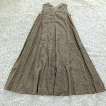 새상품급 카구레 린넨100 슬리브리스 플레어 원피스 맥시 길이