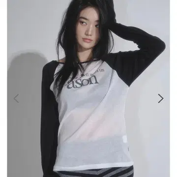 ason(아즈온) 한국 시스루 래글런 롱 t셔츠 긴팔 화이트 블랙