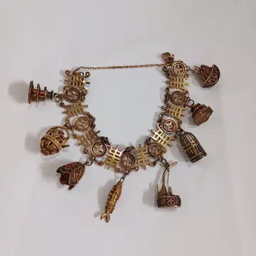 앤티크 참 팔찌 빈티지 중국 은제