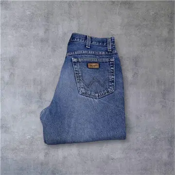 랭글러 데님 인디고 라이트 스트레이트 청바지 색빠짐