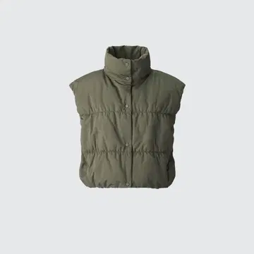UNIQLO 다운 크롭 베스트 올리브 XXL