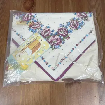 미개봉 빈티지풍 꽃무늬 손수건 보라색 수공예 재료로도