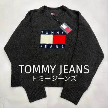 TOMMY JEANS 멜란지 플래그 스웨터 M 그레이