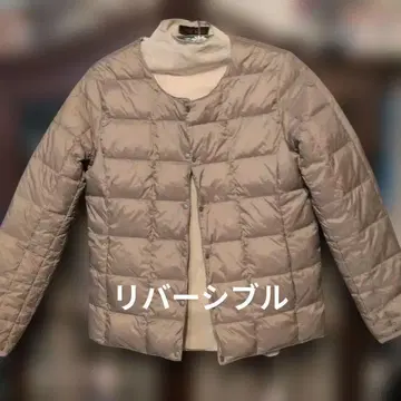 TAION 다운 자켓 베이지 & 꽃무늬 리버서블