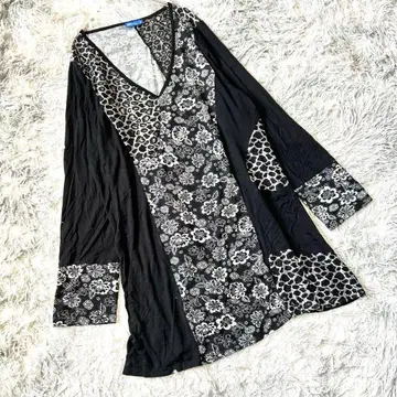 꽃무늬 튜닉 레오파드 애니멀 빅 사이즈 레이스 비침