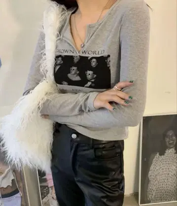 롱T 긴팔 숏 기장 한국 y2k 슬릿 넥 롱 셔츠