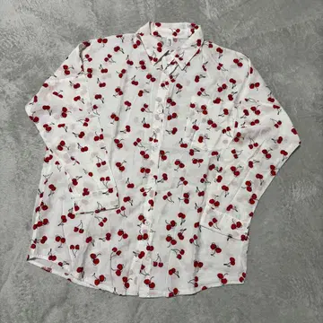 체리 셔츠 블라우스 긴팔 얇은 소재 프리 사이즈 오버 사이즈