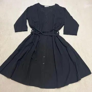 Only One 블랙 셔츠 원피스 7부 소매 셔츠 원피스