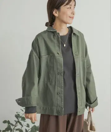 URBAN RESEARCH DOORS 코튼 트윌 돌먼 자켓 카키