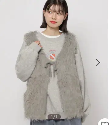 niko and - 샤기 리본 베스트 FREE 사이즈 그레이