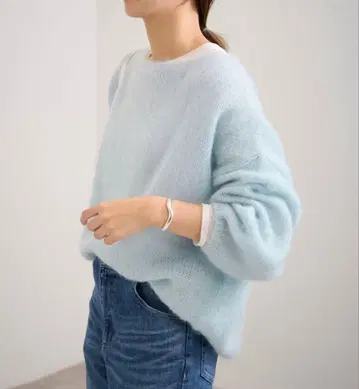 FRAMeWORK 모헤어 MIX 로우게이지 니트 (블루)