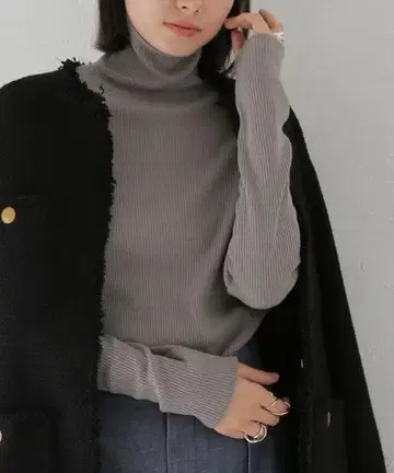 저널 스탠다드 레사쥬 카미노 골지 하이넥 풀오버 그레이