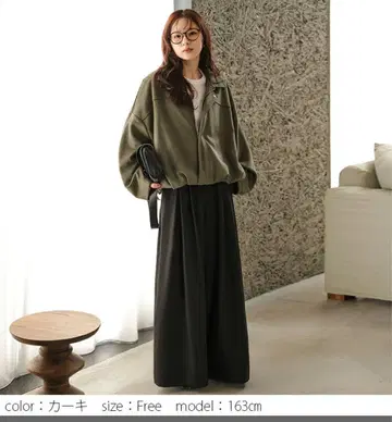 AMELY 페이크 스웨이드 블루종 카키