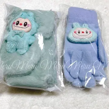 새상품! 초특가! 래브부 LABUBU 굿즈 머플러 & 장갑 그린 블루