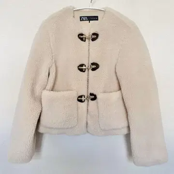 ZARA 베이지 노카라 자켓 플리스