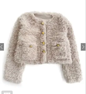 GRL 골드 버튼 시프 퍼 자켓 오프 베이지 보아 아우터