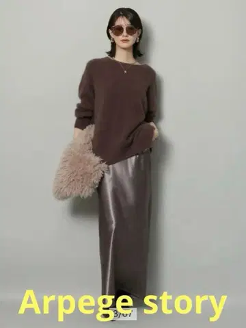 Arpege story 새틴 스커트 브라운 M 사이즈