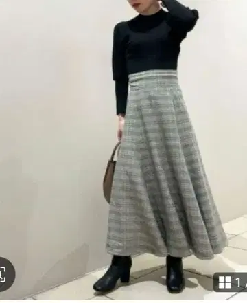 FRAY I.D 리브 니트 도킹 롱 원피스 체크 가을/겨울