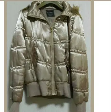 [새상품급] PENDORA 베이지 계열 샴페인 골드 다운 자켓 후드 부착