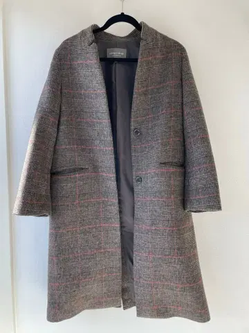 유나이티드 애로우즈 체크 무늬 롱 코트 36