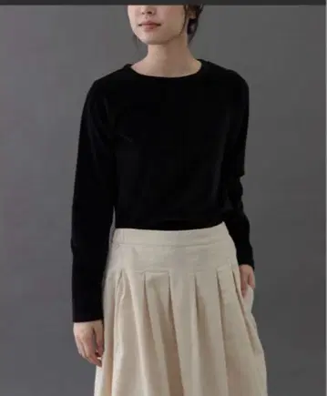 FORK&SPOON 벨로아 롱 슬리브 티셔츠 블랙 미사용품 택 포함