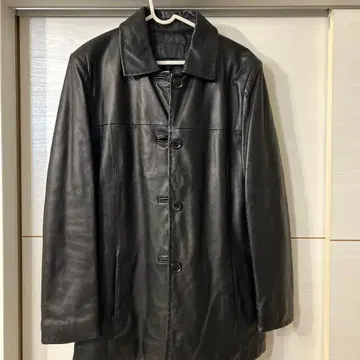 블랙 가죽 자켓 카라 부착