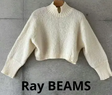 Ray BEAMS 크롭 니트 스웨터 아이보리