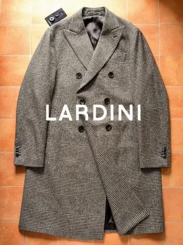 LARDINI 체스터 코트 더블 글렌체크 50 사이즈 울