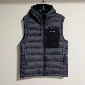 montbell 그레이 다운 베스트 후드 부착