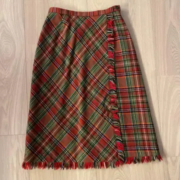 [새상품급] SCAPA 스캐파 체크 롱 스커트 40 핀 포함 가을/겨울